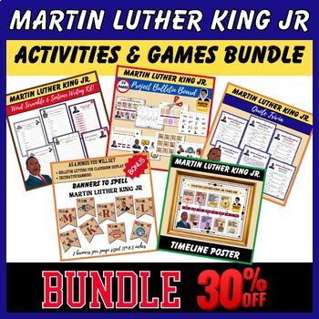 Preview of Martin Luther King JR Games & Activities BUNDLE | Black History Month Worksheets