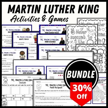 Preview of MLK Day Coloring Pages & Worksheets, Martin Luther King Activity BUNDLE