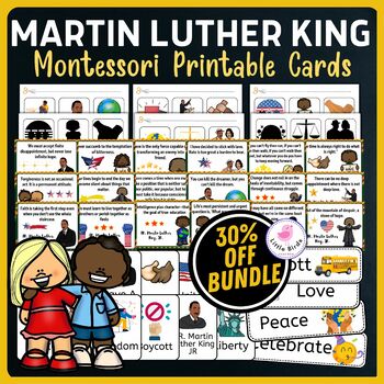Preview of Martin Luther King JR Montessori Printable Cards BUNDLE | Black History Month