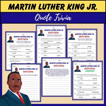 Preview of Martin Luther King JR Quote Trivia | Black History Month February Activity
