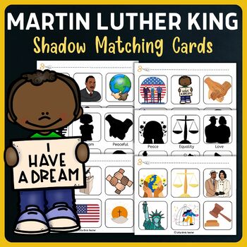 Preview of Martin Luther King JR Shadow Matching Cards | Black History Month February