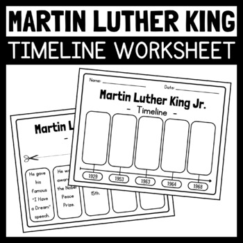 Martin Luther King JR Timeline Worksheet | Martin Luther King JR Activities