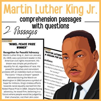 Preview of Martin Luther King Jr. 2 Comprehension Passages With Questions| Black Month