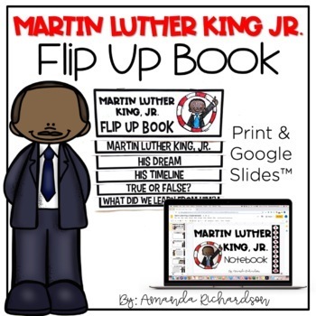 Preview of Martin Luther King Jr Activities Flip Up Book, MLK Day