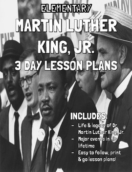 Preview of Martin Luther King, Jr. 3-Day Lesson Plans - mini MLK social studies unit