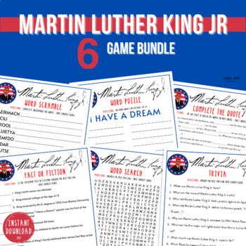 Preview of Martin Luther King Jr. 6 Game Activity Bundle | Civil Rights Game | MLK Jr Day