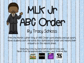 Preview of Martin Luther King Jr ABC Order, MLK