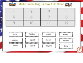 Preview of Martin Luther King, Jr. ABC Order for the Smart Board