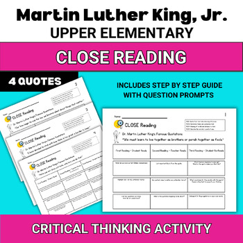 Preview of Black History Month Martin Luther King Jr. Activities, Reading, MLK Day