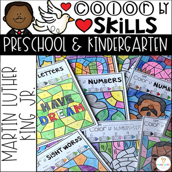Preview of Martin Luther King Jr. Activities Color by Skills for Preschool and Kindergarten