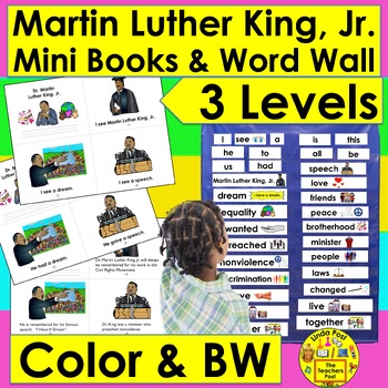 Martin Luther King, Jr. Activities: Mini Books 3 Levels + Illustrated Word Wall
