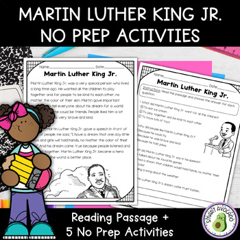 Preview of Martin Luther King Jr. Activities No Prep Packet Printable and Digital