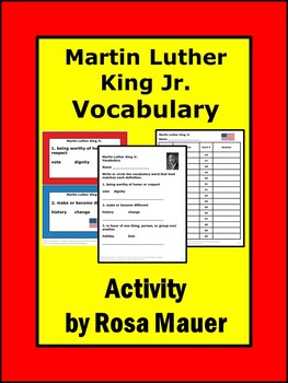 Preview of Martin Luther King Jr Activities, Vocabulary, MLK Activities, Black History