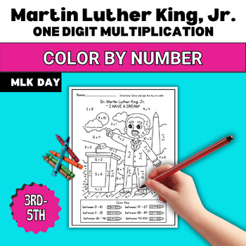 Preview of Black History Month, Martin Luther King Math Color by Number, Multiplication