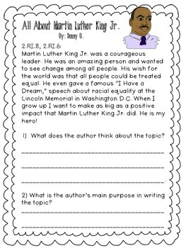 Martin Luther King Jr. Activity Pack- Aligned with CCSS | TPT