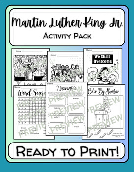 Preview of Martin Luther King Jr Activity Pack MLK Jr Activities Black History Month