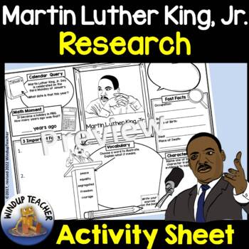 Preview of Martin Luther King, Jr. Research Activity Sheet - MLK Day Activity Poster