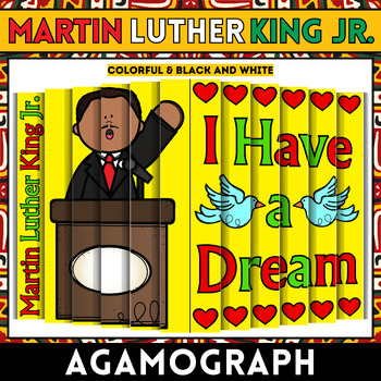 Preview of Martin Luther King Jr. Agamograph Coloring Craft | 3D Activities for MLK Day