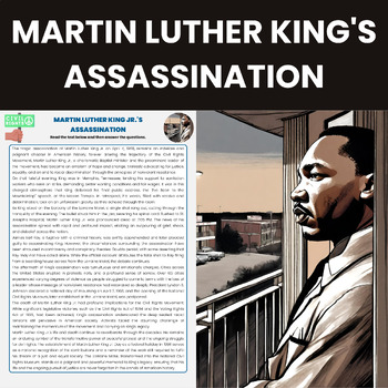 Preview of Martin Luther King Jr Assassination Reading Worksheet | Civil Rights Movement