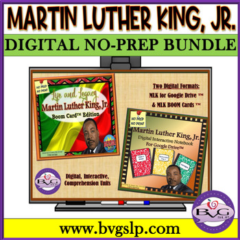 Preview of Martin Luther King, Jr. Lesson Digital BOOM Cards & Google Slides BUNDLE