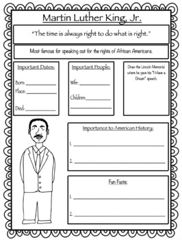 Martin Luther King, Jr. Biography Activity Packet by LoveHealTeach