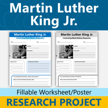 Preview of Martin Luther King Jr. Biography Black History Research Project