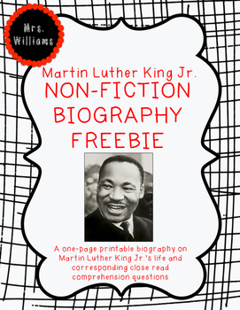 Preview of Martin Luther King Jr. Biography FREEBIE
