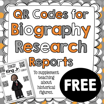 Preview of FREE Martin Luther King Jr. Biography Research Report QR Codes