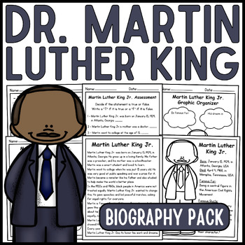 Martin Luther King Jr. Biography Unit Pack • Martin Luther King Jr ...