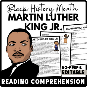 Martin Luther King Jr. -Black History Month - Reading Comprehension - MLK