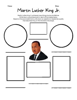 Preview of Martin Luther King Jr Black History Month Worksheet Write Adjectives Leadership