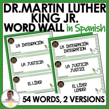 Preview of Martin Luther King Jr. Black History Month in Spanish Word Wall Bulletin Board