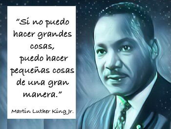 Preview of Martin Luther King Jr Bulletin board and Running Dictation - Spanish