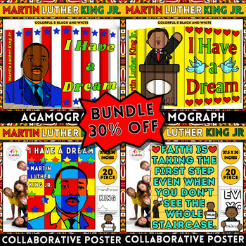 Preview of Martin Luther King Jr. Bundle: Agamograph, Collaborative Posters, for MLK Day