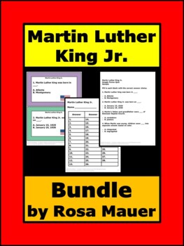 Preview of Martin Luther King Jr. Bundle Google Forms Quiz & Printables I Am #4