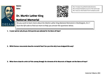 Preview of Martin Luther King, Jr. CLOSE Reading and QR Codes