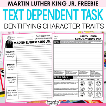 Preview of Martin Luther King Jr Activity Text Based Expository Writing Prompt for MLK Day