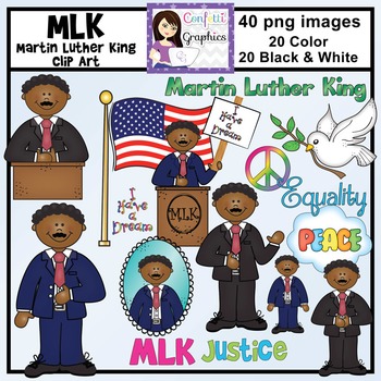 Preview of Martin Luther King Jr. Clip Art Set MLK Black History January African American