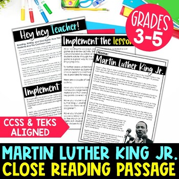 Preview of Martin Luther King Jr. Close Reading Passage