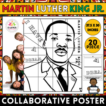 Preview of Martin Luther King Jr. Collaborative Coloring Poster | Black History Month Craft