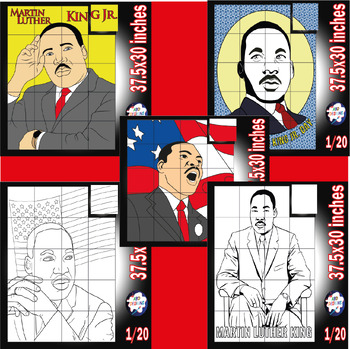 Preview of Martin Luther King Jr. Collaborative Coloring Poster,Bundle
