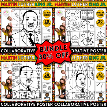 Preview of Martin Luther King Jr. Collaborative Coloring Posters Bundle Black History Art