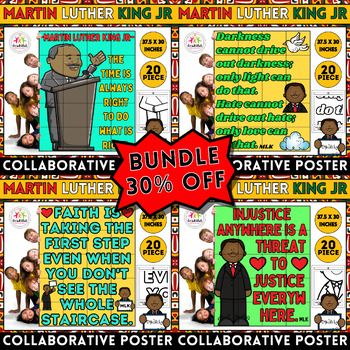 Preview of Martin Luther King Jr. Collaborative Coloring Posters Bundle Black History Month
