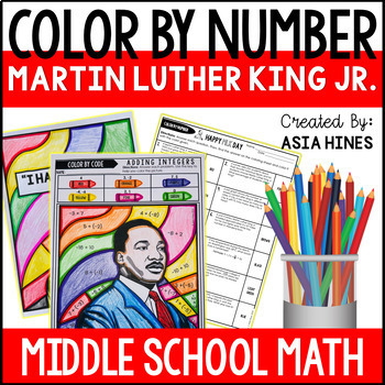 Preview of Martin Luther King Jr Color By Number Middle School Math MLK DAY Black History