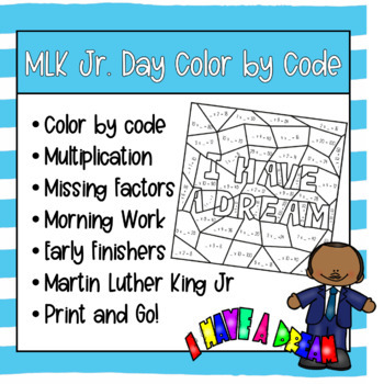 Preview of Martin Luther King Jr. Color by Code - Multiplication