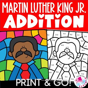 Preview of Martin Luther King Jr Color by Number Code Addition to 10 & 20 Coloring Pages