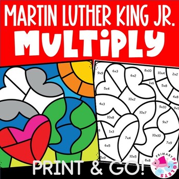 Preview of Martin Luther King Jr Color by Number Code Multiplication Facts Practice Pages