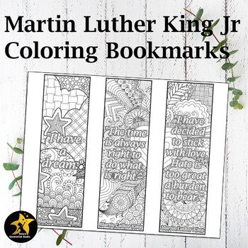 Preview of Martin Luther King Jr Coloring Bookmarks Black History Month MLK Jr Quotes