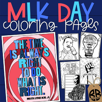 Preview of Martin Luther King Jr Coloring Pages Activities for Growth Mindset