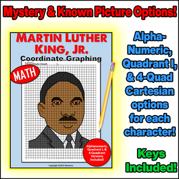Preview of Martin Luther King, Jr. Coordinate Graph Mystery Pictures! Ordered Pairs!